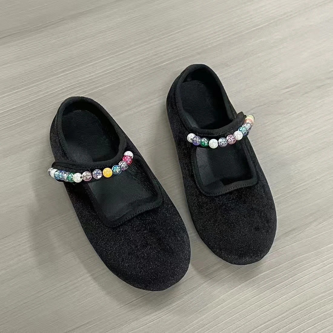 Jinyu New Pearl Decoration Princess Shoes Fashion Dressing Shallow Mouth Travel Camping Performance Girls' Shoes Velvet Upper