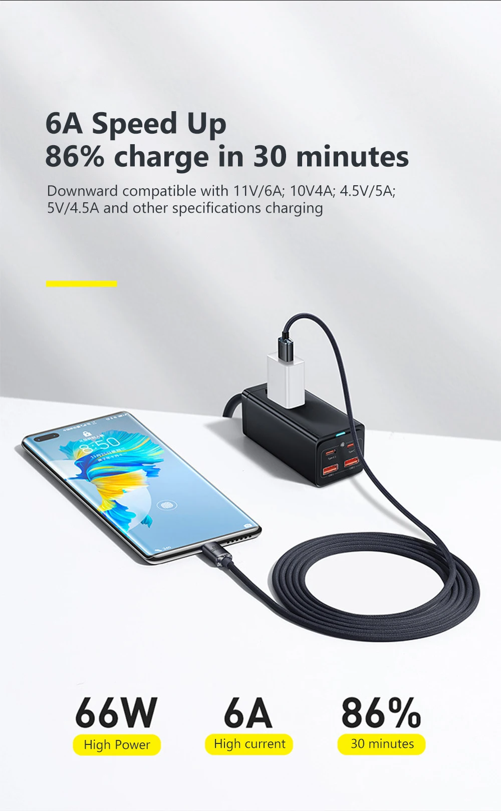 120W USB-auf-Typ-C-Ladekabel, QC3.0 USB PD, schnelles Ladekabel für Mobiltelefone, Datenübertragungskabel für Samsung, Xiaomi, Huawei – Detail 3