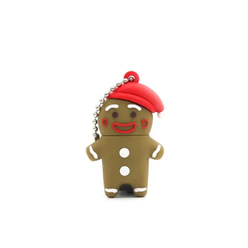 Clé USB haute vitesse de dessin animé du père Noël, bonhomme en pain d'épice, stockage externe, clé USB créative, cadeau de disque U, 4 Go, 64 Go, 128 Go