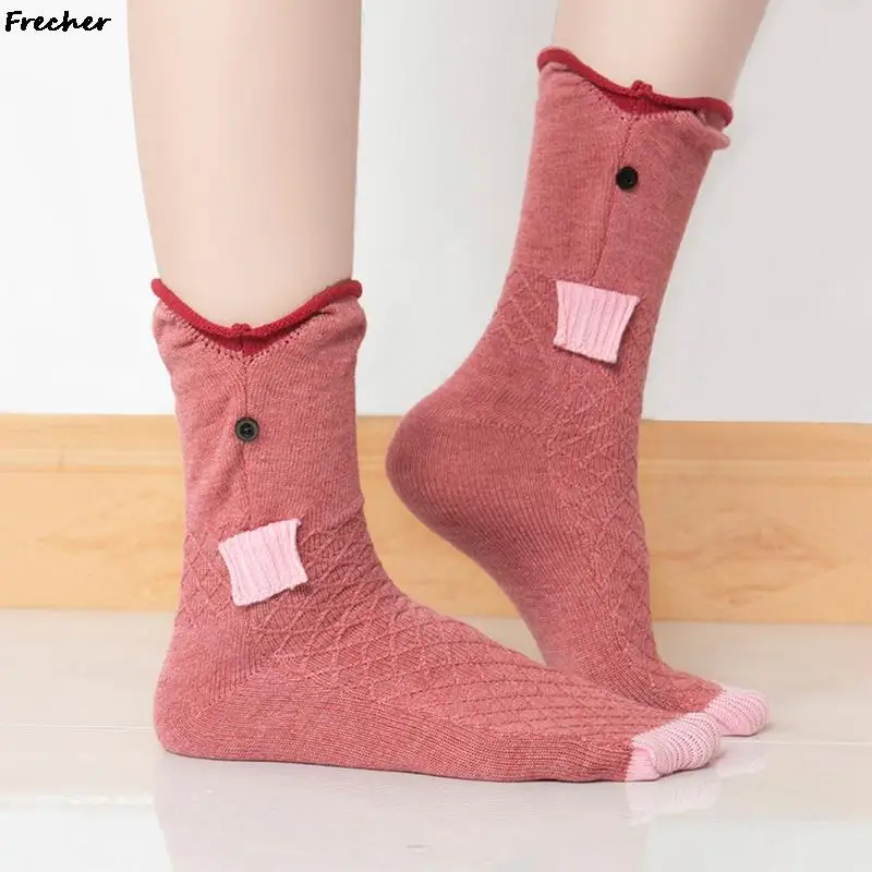 1 Paar Mooie Haai Sokken Winter Unisex Warme Vloer Sokken Kerst Funky Breigoed Schattige Vis Grappig Krokodil Sox Schoeisel