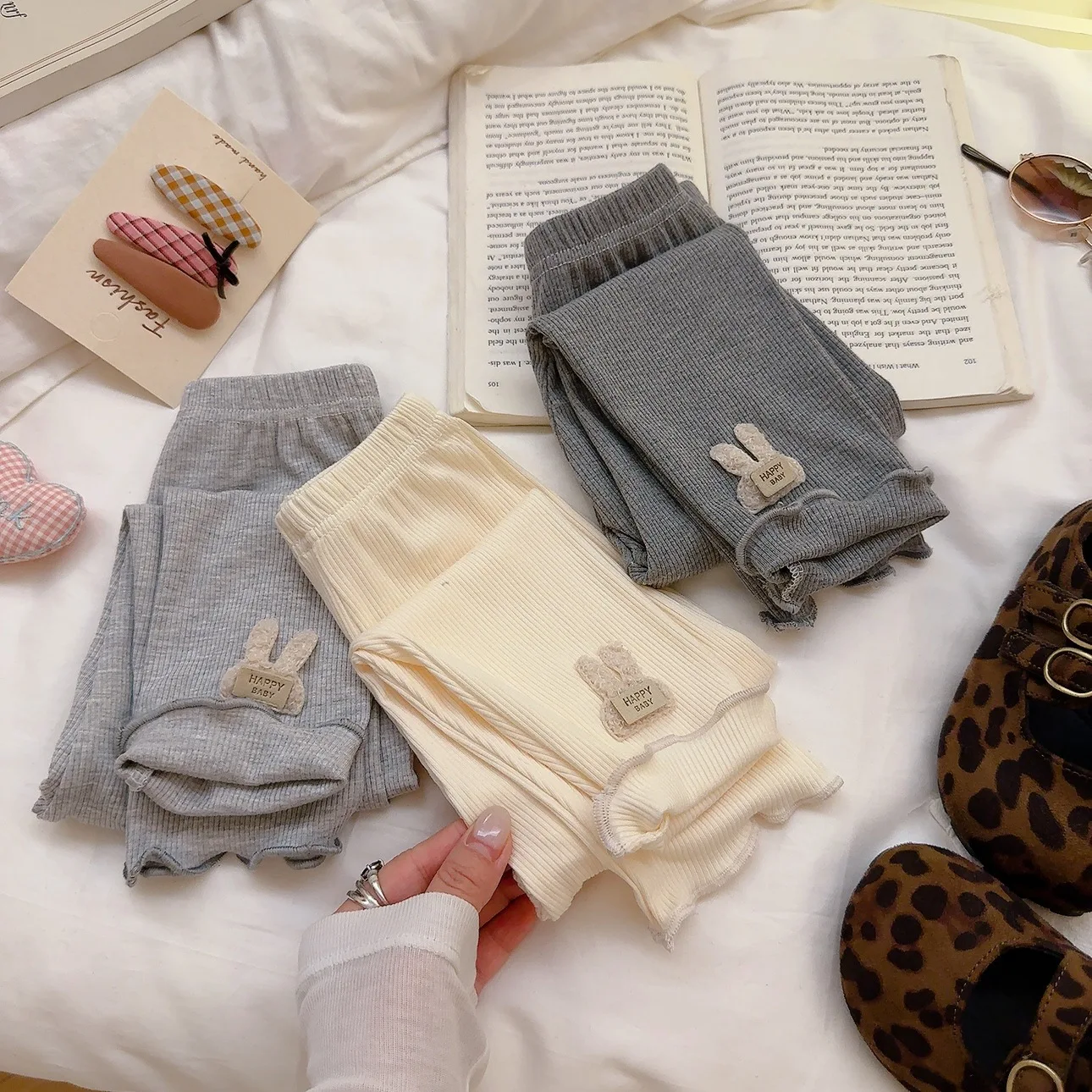 Herbst-Winter Dicke Warme Fleece-Leggings für Mädchen Elastische Schlanke Gestreifte Hosen für Kinder 2-8 Jahre Wärme und Stil in einer Hose – Detail 5