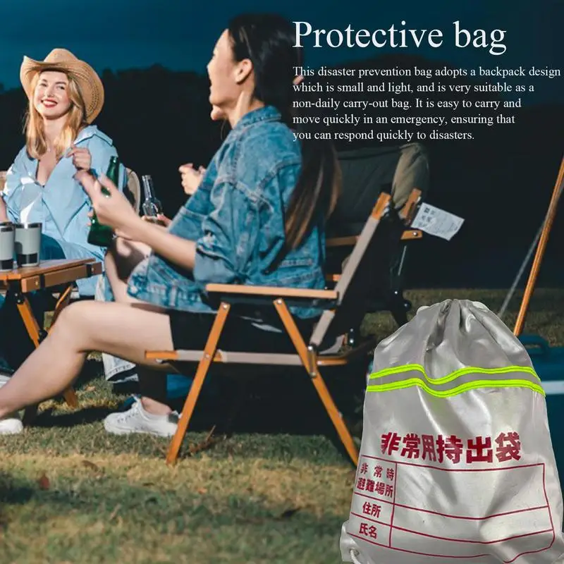 Vorbereitetheit Tasche Outdoor Survival Notfälle Kordelzug Tasche Reflektierende tragbare Tasche für Katastrophen Vorbereitetheit Geeignet für