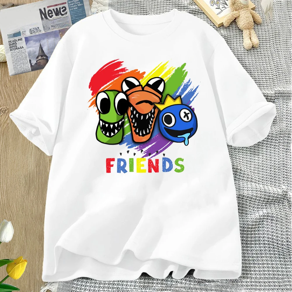 Рубашка на день рождения Rainbow Friends, синие, красные, зеленые, оранжевые футболки, одинаковые семейные футболки для дня рождения для мальчиков, удобная индивидуальность