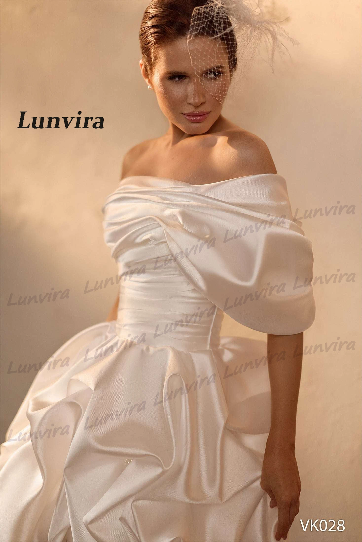 Lunvira Vintage Ruched Birdes Dress One-shoulder Strapless Pleat Satin Straight Lace up Vestidos De Novia Customized Plus Size