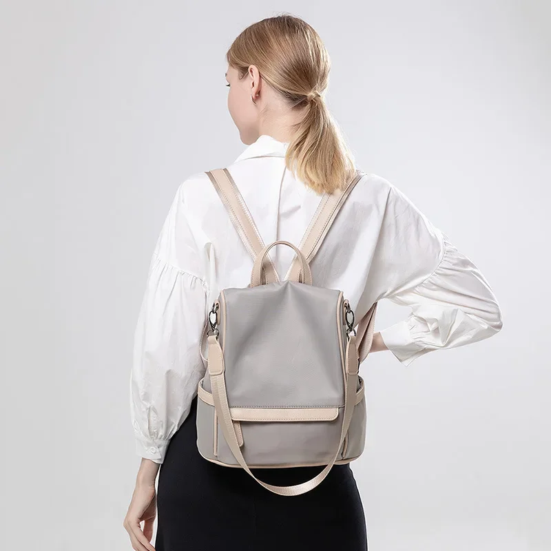 Mochila de nailon para mujer, bolsos de hombro a la moda, bolso de viaje impermeable de gran capacidad, mochila escolar