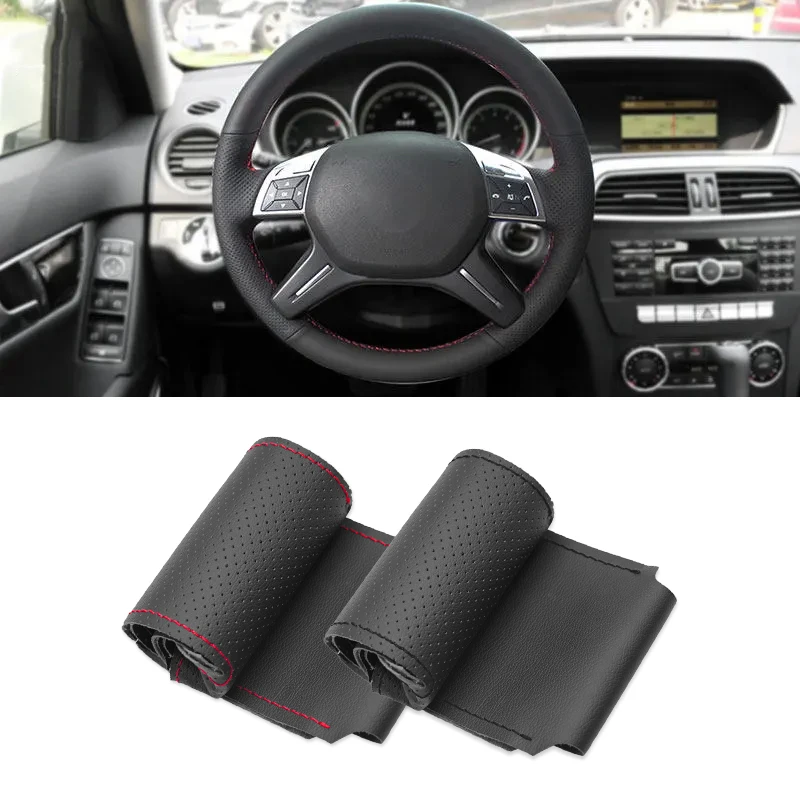 

For Mercedes Benz G-Class W463 2013-2018 C GL M Class W204 X166 W166 2011-2015 Hand Braid Car Steering Wheel Leather Cover Trim