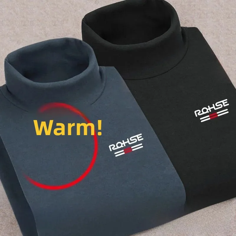 Men's Thermal Double-sided Fleece Long Sleeve T-Shirt Half High Collar Warm Underwear Home Clothes Polyester Fiber