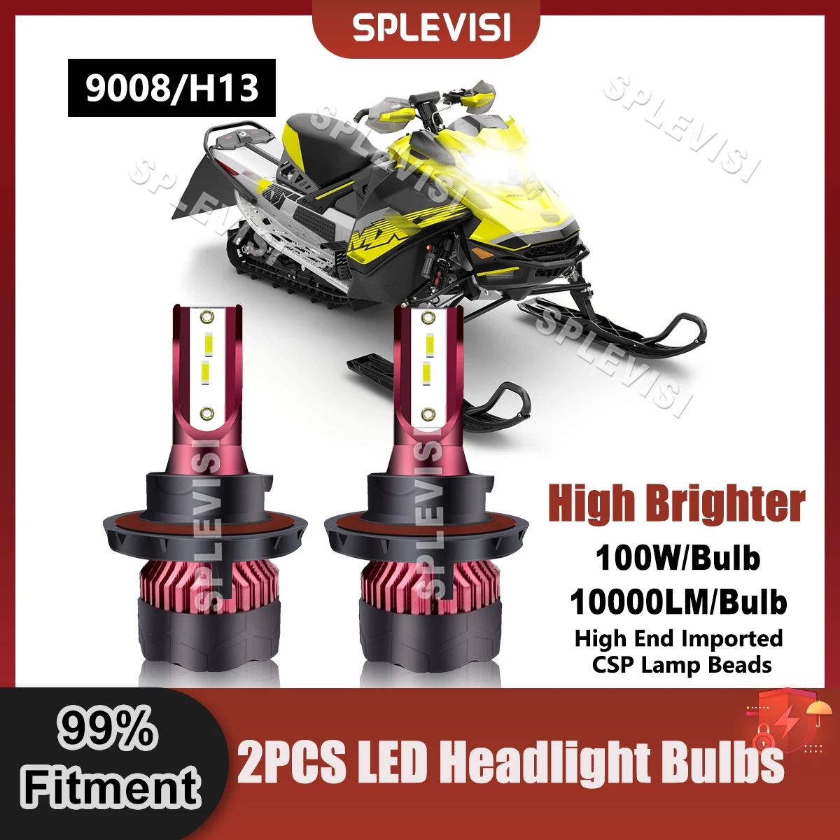 

All-In-One 9008/H13 LED Headlight Hi Low Beam Bulbs 9V-36V For Ski Doo Summit Gen 4 600 850 2017 2018 2019 2020 2021 2022