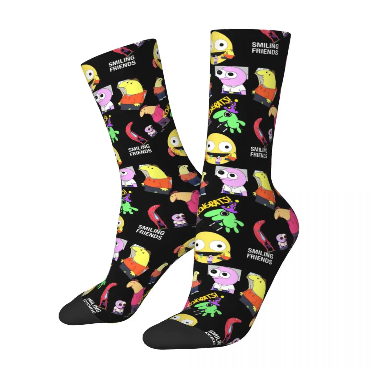 Winter Warm Cool Men's Women's Smiling Friends Cartoon Pattern Socks Breathable Basketball Socks