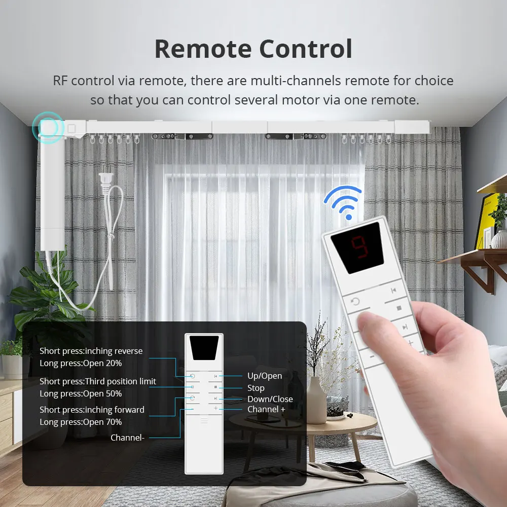 Zemismart Matter Over WiFi Electric Curtain Smart Motorized Track Kit Support HomeKit SmartThings Alexa Google Home APP Control