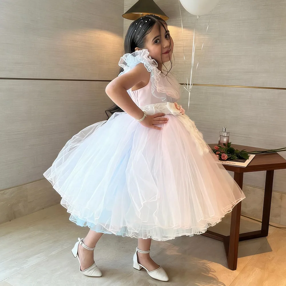 

Cute Flower Girl Dresses Organza Dress For Girls A-line Birthday Dress Puffy Girl Princess Dress O-neck Short Kids' dresses
