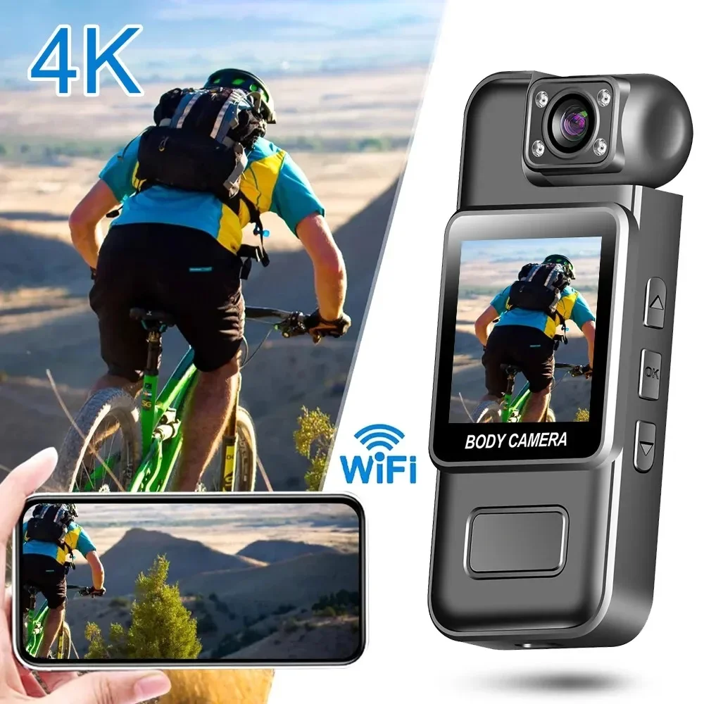 Ultra HD 4K Wifi Camera Digital Video Mini Portable Handheld Law Enforcement Recorder 180° Rotatable Lens Outdoor Sports Camera