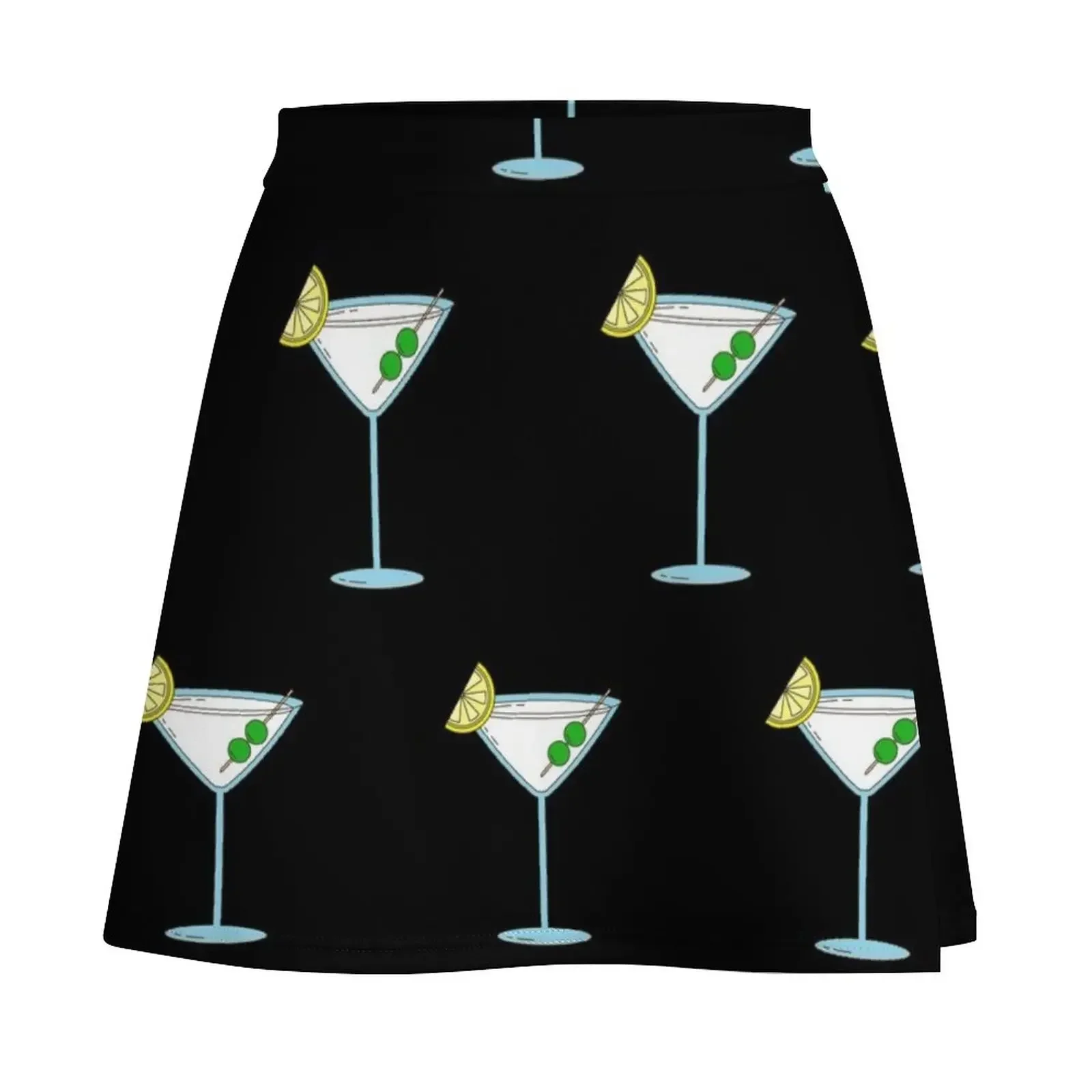 Martini Cocktail Glass Bartender Alcohol Liquor Mini Skirt novelty in clothes elegant dresses for women Women's clothing