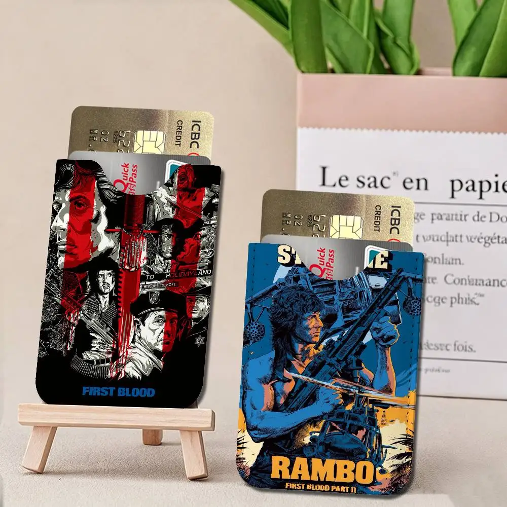 Classic Movie Rambo First Blood Vintage Film Ultra-Thin Mini Leather Card Holder Wallets for Lightweight Soft Genuine Leather