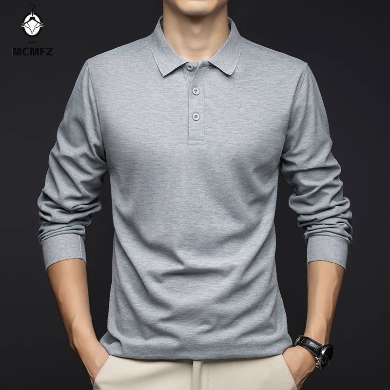 

New Men's Business Casual Long Sleeved Shirt Solid Color Polo Shirt Fashionable Breathable Comfortable Versatile Top
