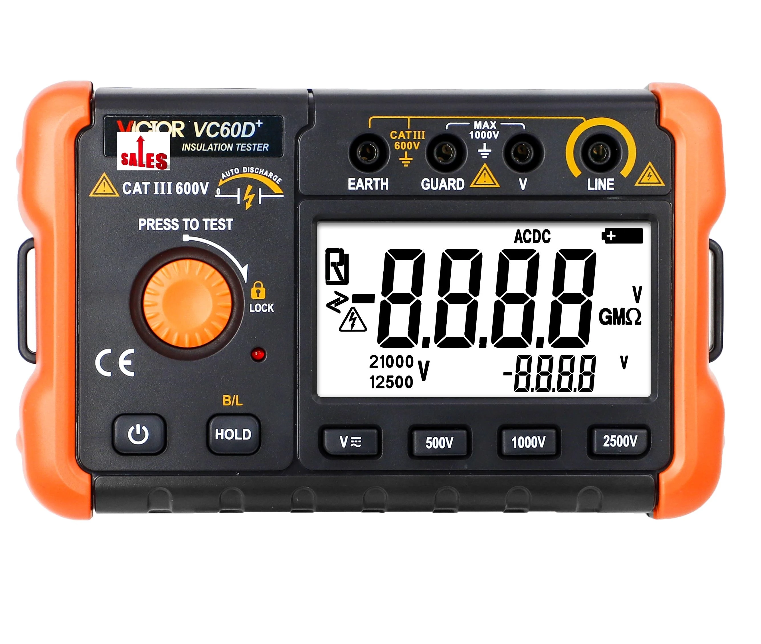 

VICTOR 60D+ displays in 2000 digits intelligent micro-insulation tester Short circuit measurement current more than 1 mA