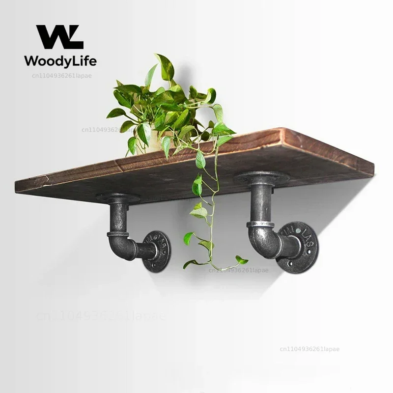 Loft Retro Industrial Style Wall Partition Pipe Racks, Wall Mounted Plumbing Pipe Shelves, Iron Storage Rack, Display Bookshelf