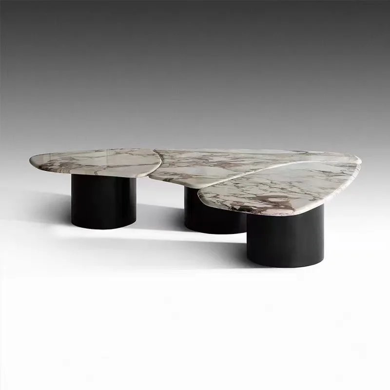 

Light luxury minimalist marble combination coffee table, Italian designer, high-end modern living room, special-shaped tea table