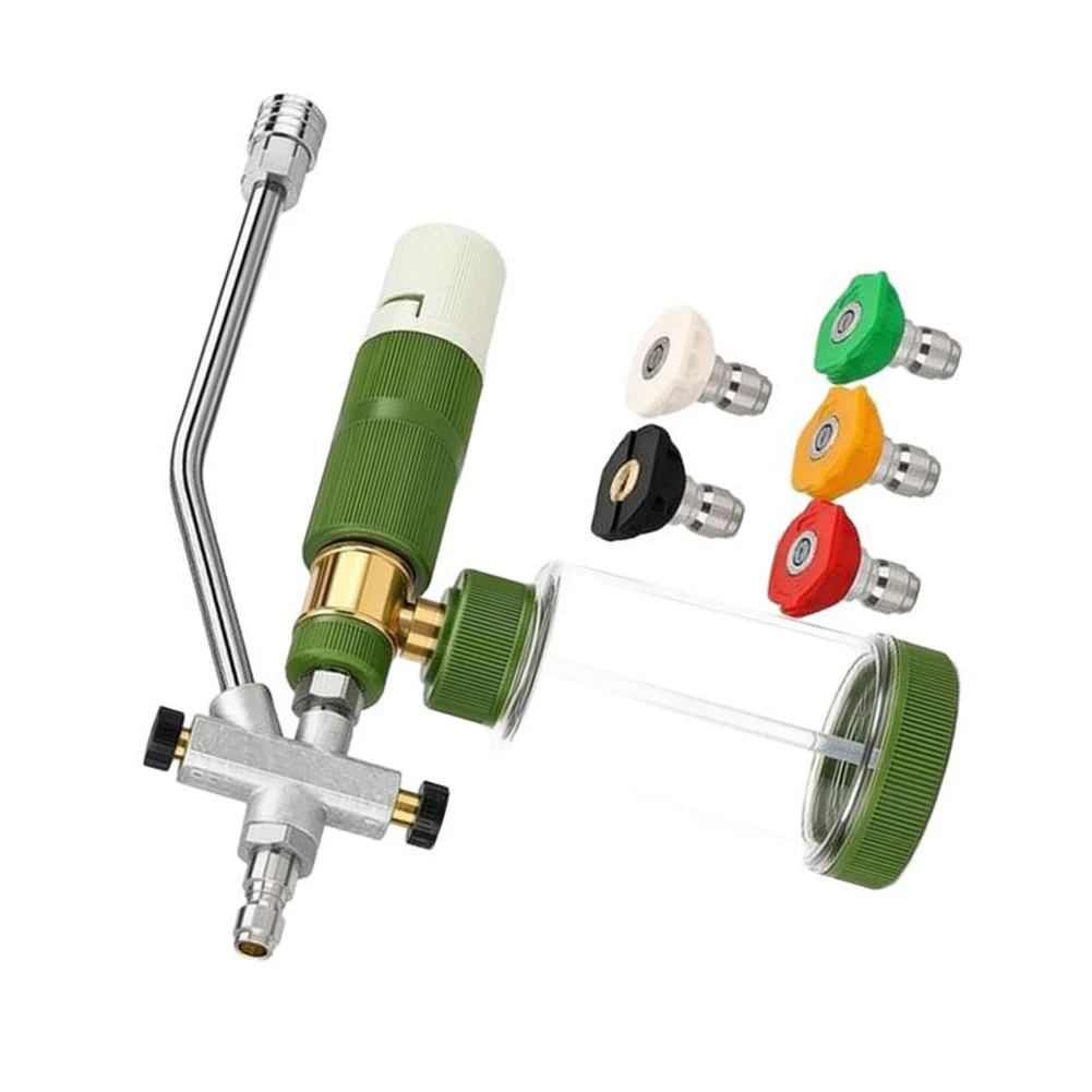 Car Foam Sprayer for High Pressure Washers with No-Dilution Feature Dual Valve Switching and 5 Angled Nozzle Options