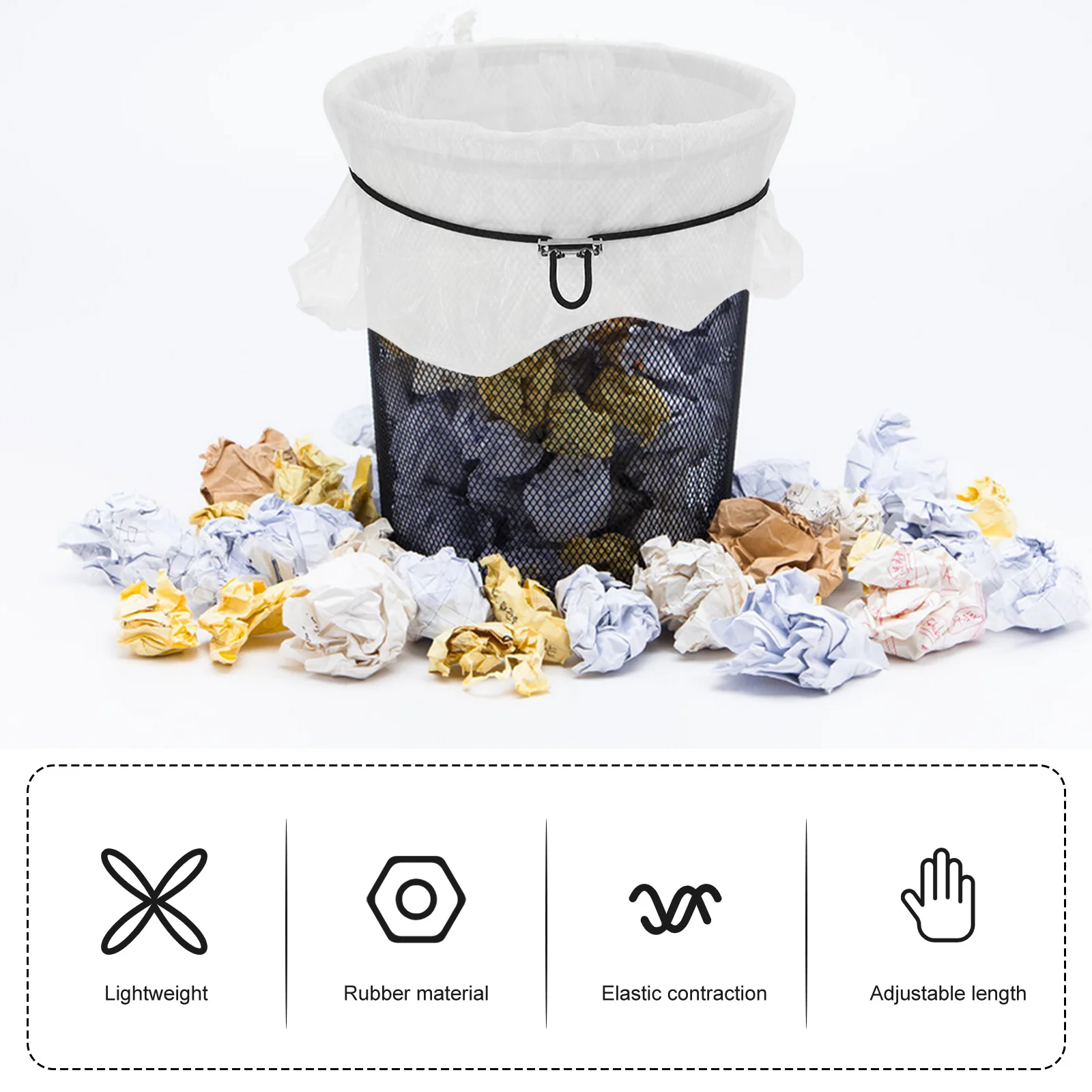 3pcs Elastic Cord For Trash Can Bags Adjustable Rubber Bands Strap Garbage Bin Outdoor Camping Picnic Use Fixed Ropes