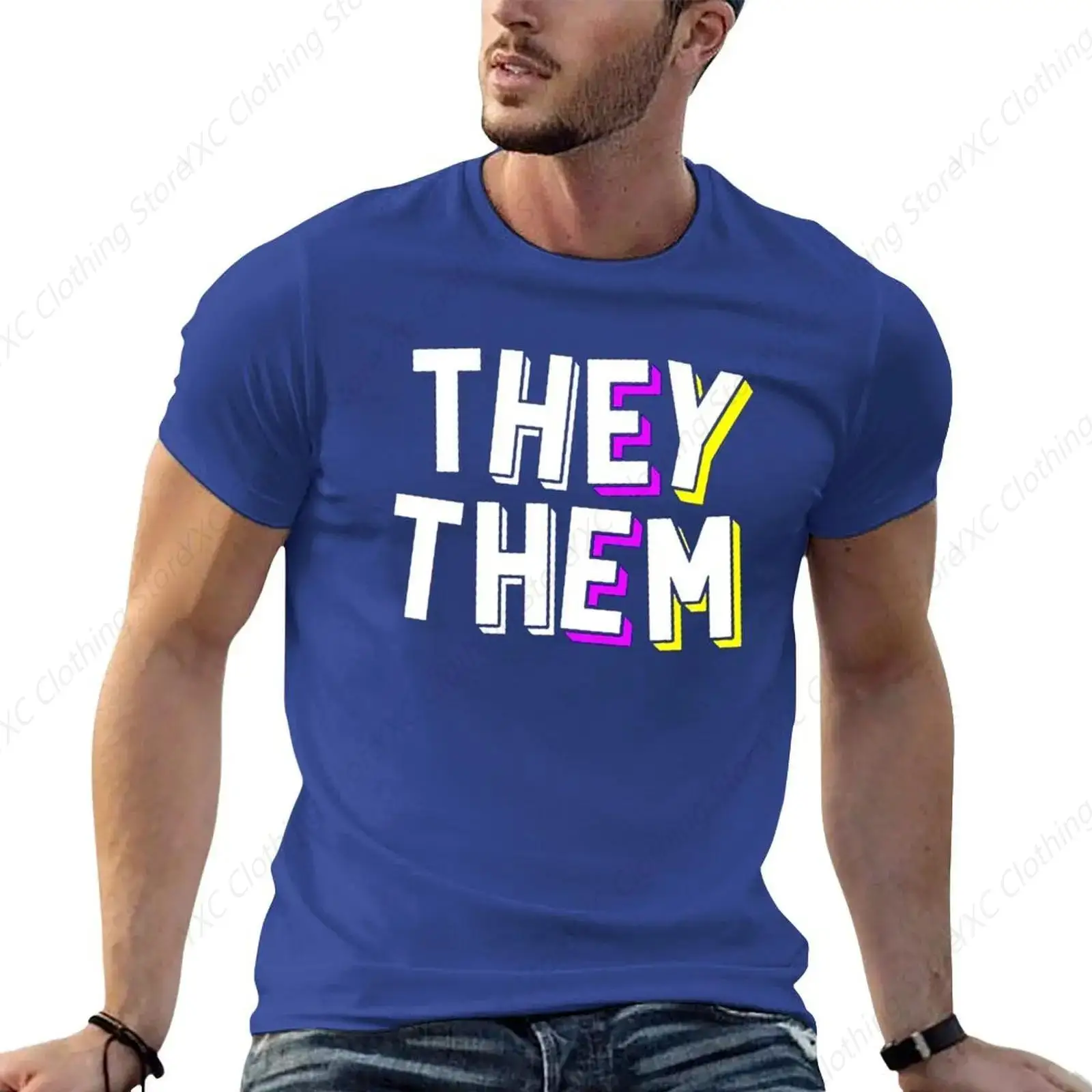 They Them men's T-shirt- Short Sleeve Crew Neck Soft Fitted Tees S - 6XL Fresh Classic Basic Tshirts