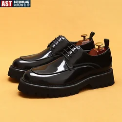 Italian Men's Formal Shoes Luxury Genuine Leather Handmade Quality Comfortable Elegant Black Wedding Social Oxfords Shoes Man