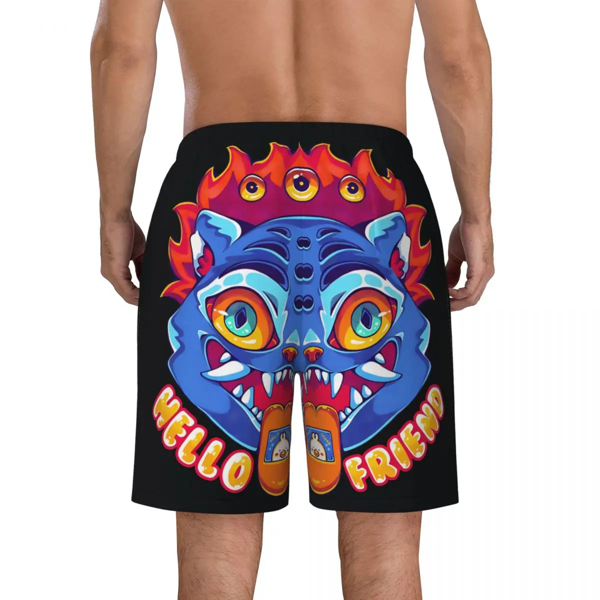 Summer Board Shorts Men Huntrix-Hello Friends Team Kpop Movie Running Surf Board Short Pants Casual Swimming Trunks Large Size