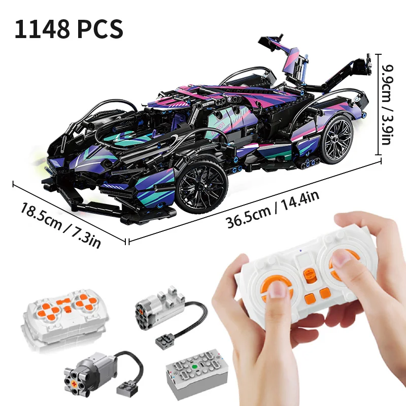 Car Building Block Set, V12 Vision Car, Technic Building Block Set for Adults, Great Gift for Boys and Girls 10-14, Building Set