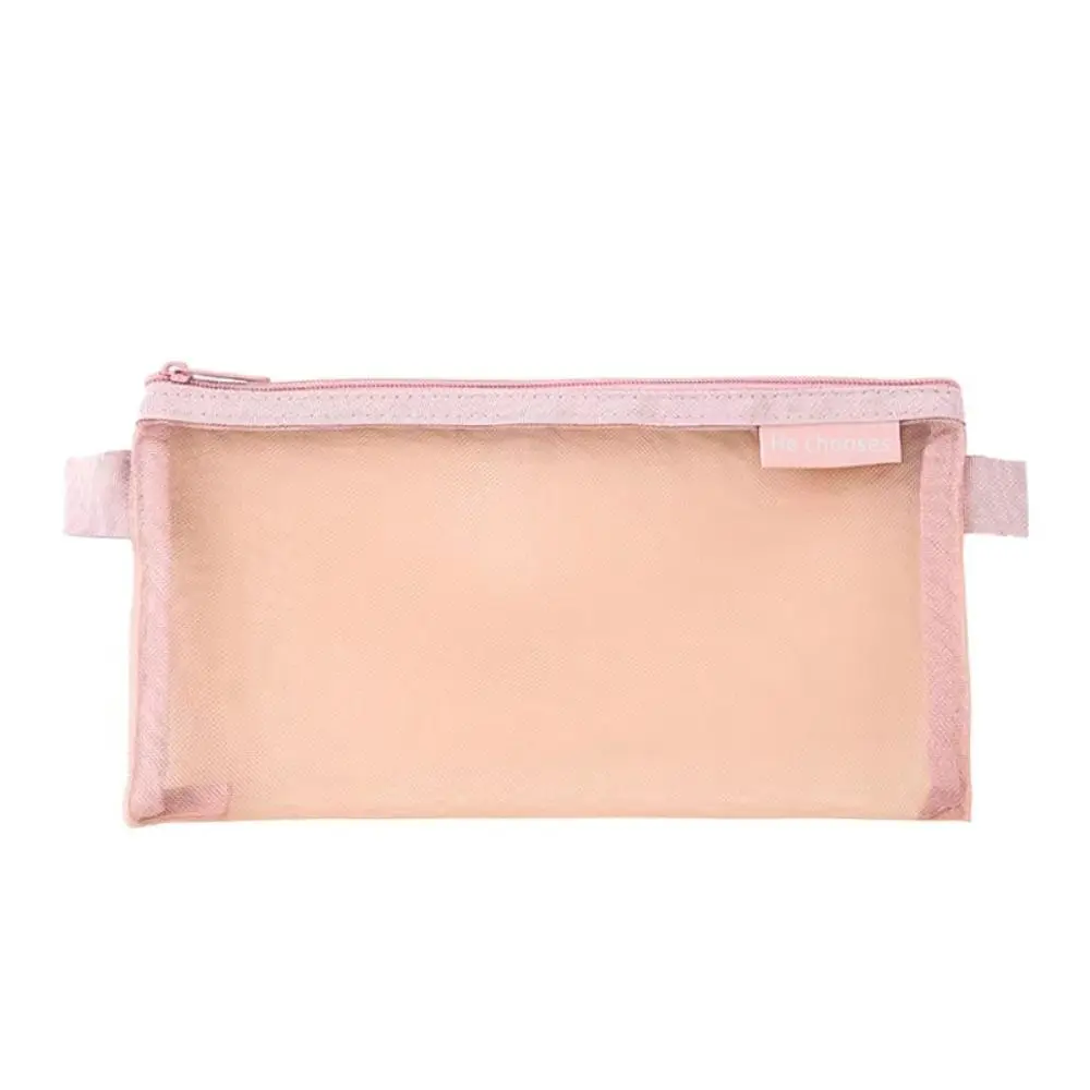 단색 메쉬 동전 지갑 잔돈 보관 가방 립스틱 화장품 가방 미니 동전 지갑 투명 펜 가방 메쉬 화장품 가방