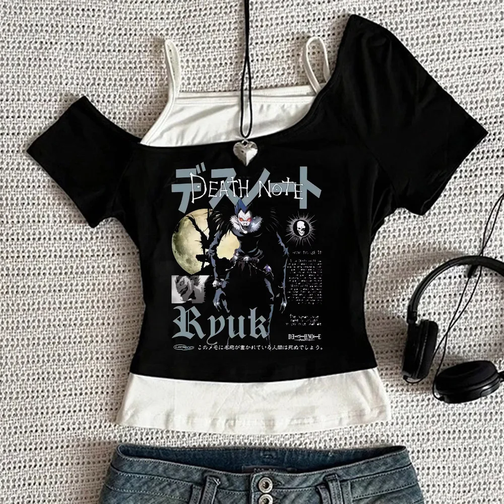 Death Note crop top female graphic streetwear manga top tees korean fashion japanese cute cutecore gothic