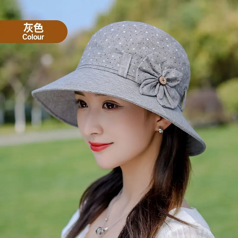 Mom Hat In The Elderly Female Fashion Old People Thin Section Breathable Sunshade Big Brim Basin Cap Sunscreen Sun Hat