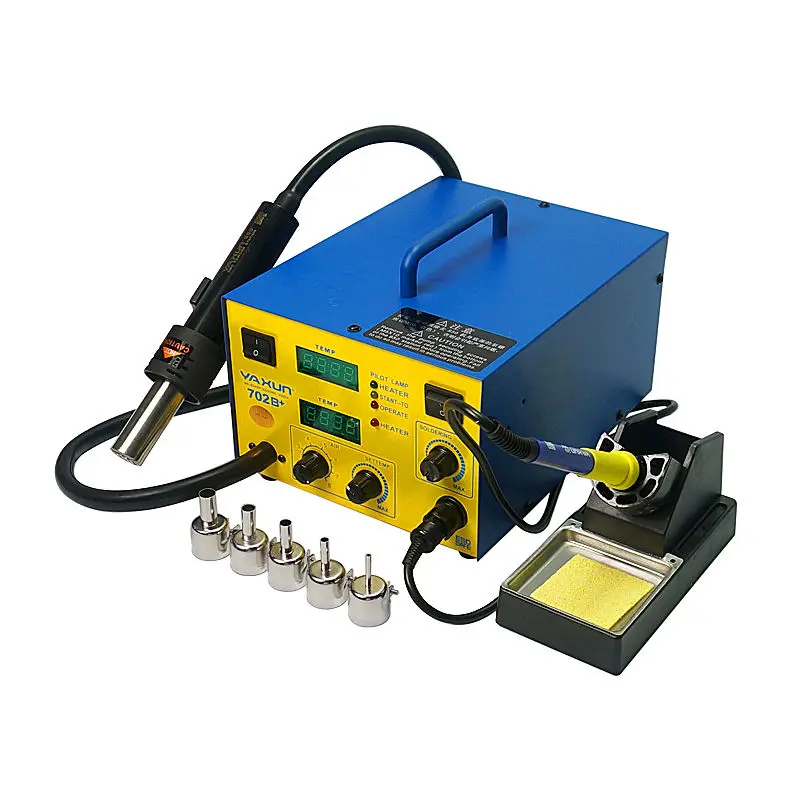 702B+Soldering Station LED Digital Solder Iron Desoldering Station BGA Rework Solder Station Hot Air Gun Welder