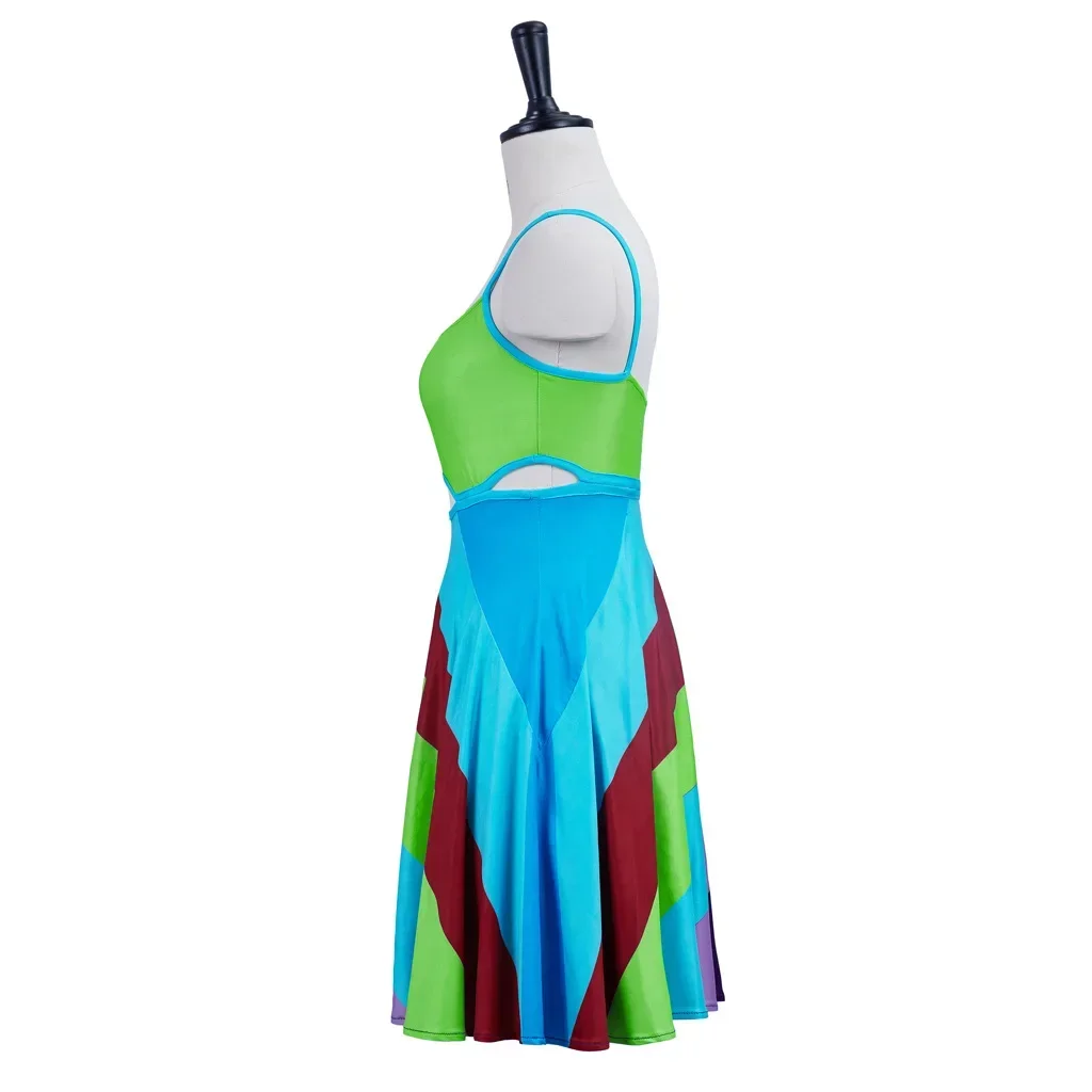 Movie Suddenly 30 Actress Jenna Rink Mini Dress Halloween Summer Sexy Colorful Suspender A-line Dress Cutout Backless Mini Skirt view 4