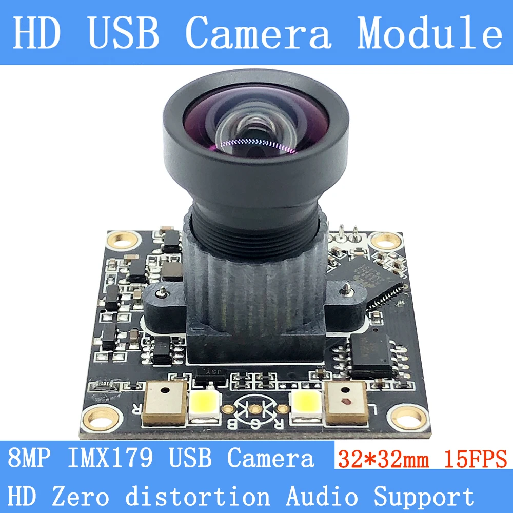 

USB Pure Physical CCTV Camera HD 8MP IMX179 industrial level Near Remote Zero distortion 4K USB Camera Module Support Audio