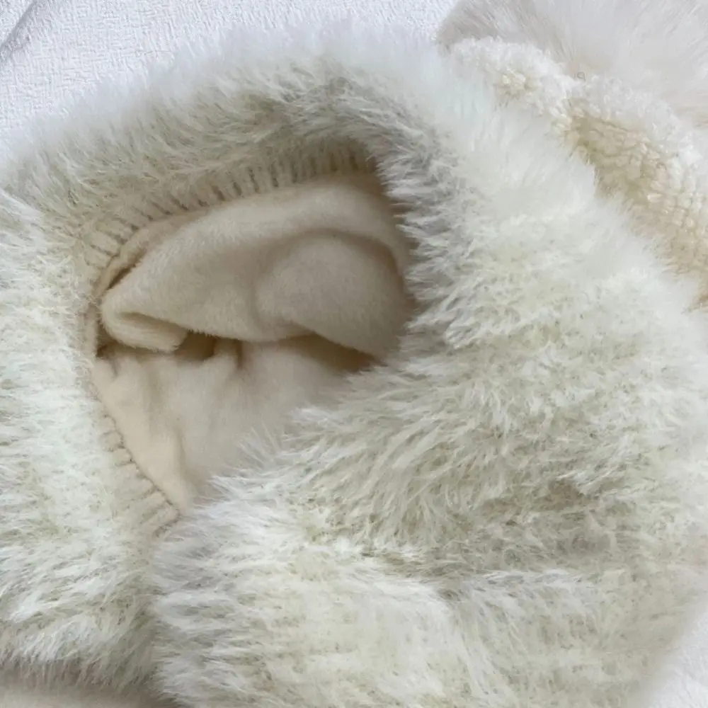 

Cute Solid Color Winter Knitted Hat Ear Protection Beanie Cap Thick Warm Windproof Earflaps Bonnet Hat