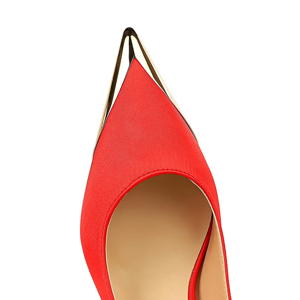 النساء مضخات عالية الكعب مثير حفلة وأشار الجانب الجوف المعادن حجر الراين مشبك الأقمشة الحريرية 7.0 سنتيمتر الكعوب رقيقة موضة الفتيات السيدات