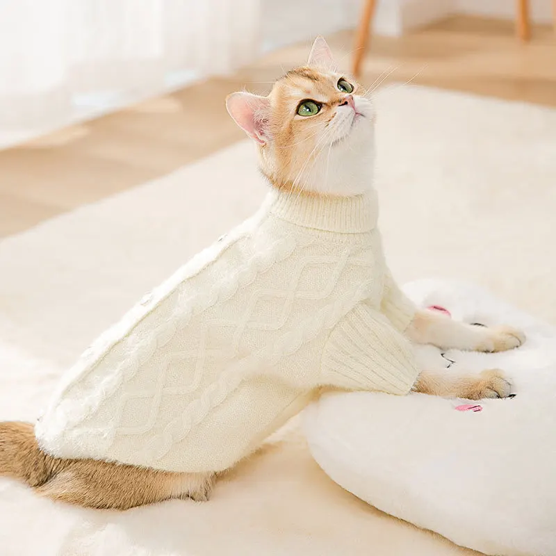 New Pet Clothes Fleece Knitted Cardigan Cat Warm Jacket Two Legged Dog Twist Wool Clothes Designer Dog Clothes Dog Sweater