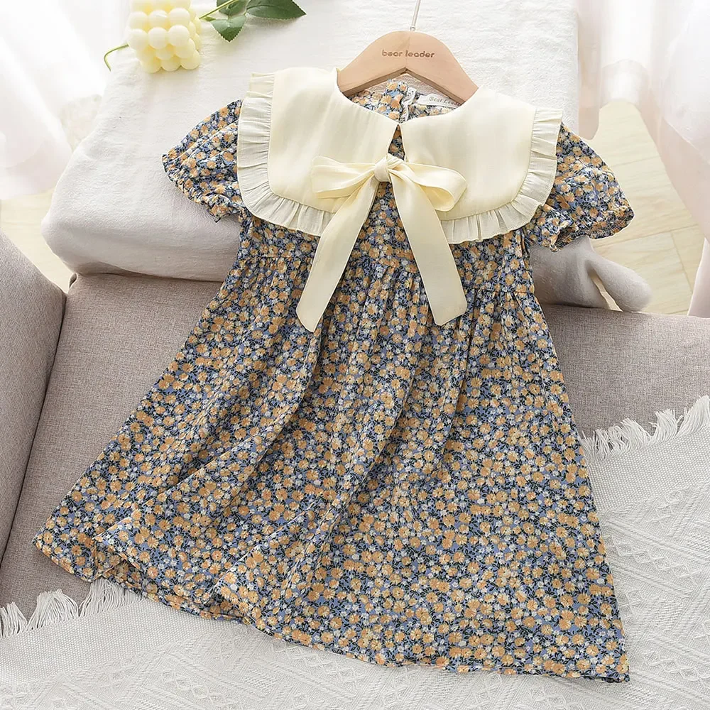 Bär Führer Rose Rosa Plaid Bogen Kleid Elegante Lolita Kind Große Mädchen Midi Kleid Kinder Kleider Teenager Party Prinzessin Sommerkleid