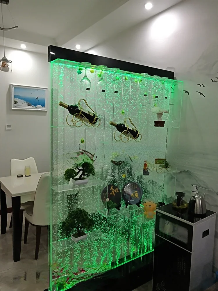 Customized large bubble screen wine cabinet water curtain wall,  living room fish tank water curtain decoration