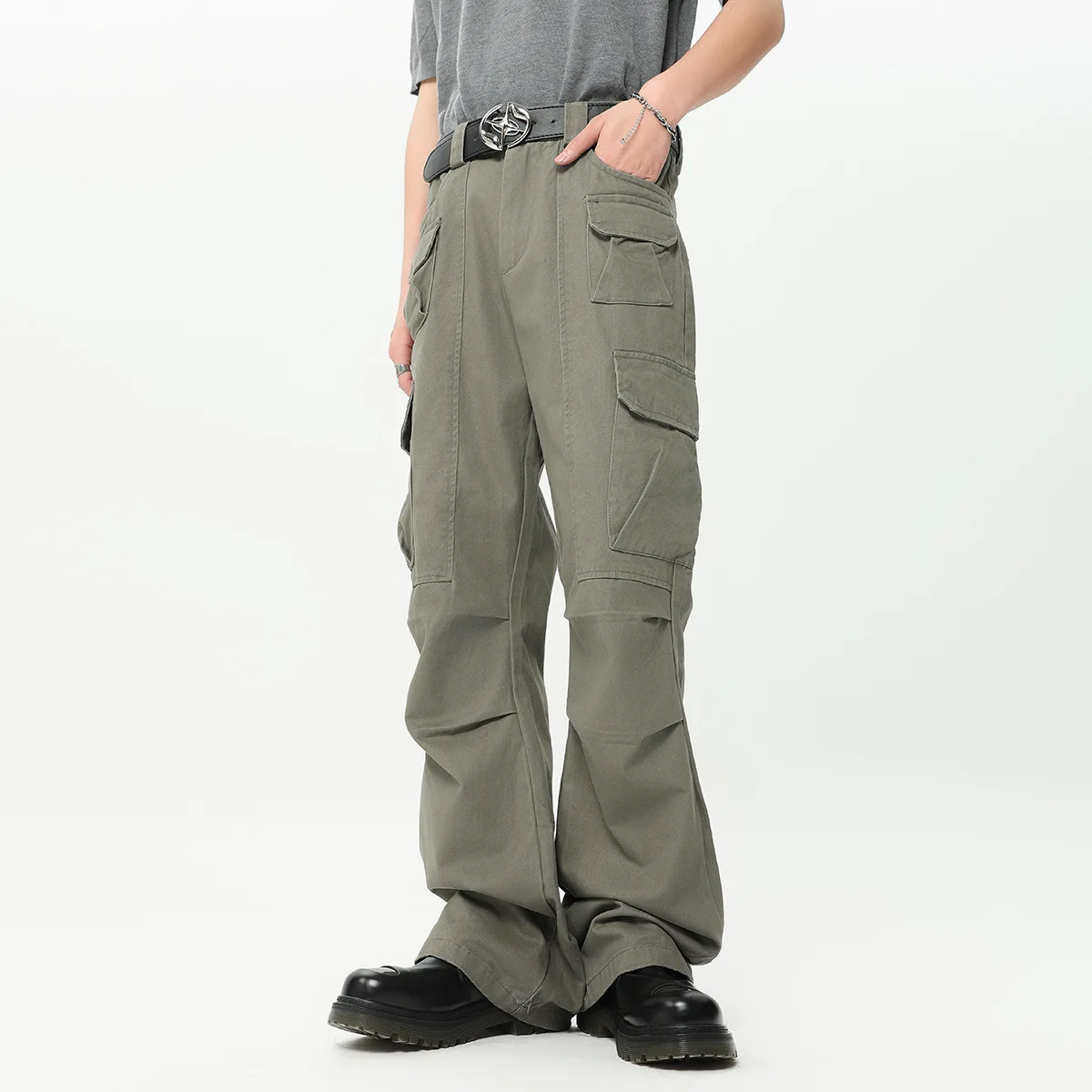OR FL Cleanfit Wide Leg Black 100 Cotton Women Cargo Trousers 2025 Autumn Street Trend Fold American Style Women's Wei La Pants