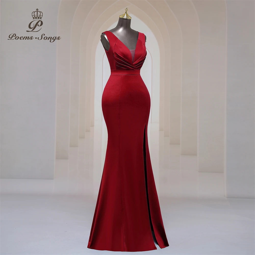 New dress Deep V neck soft satin evening dresses for women party dresses Bridesmaid dress formal dress prom dresses