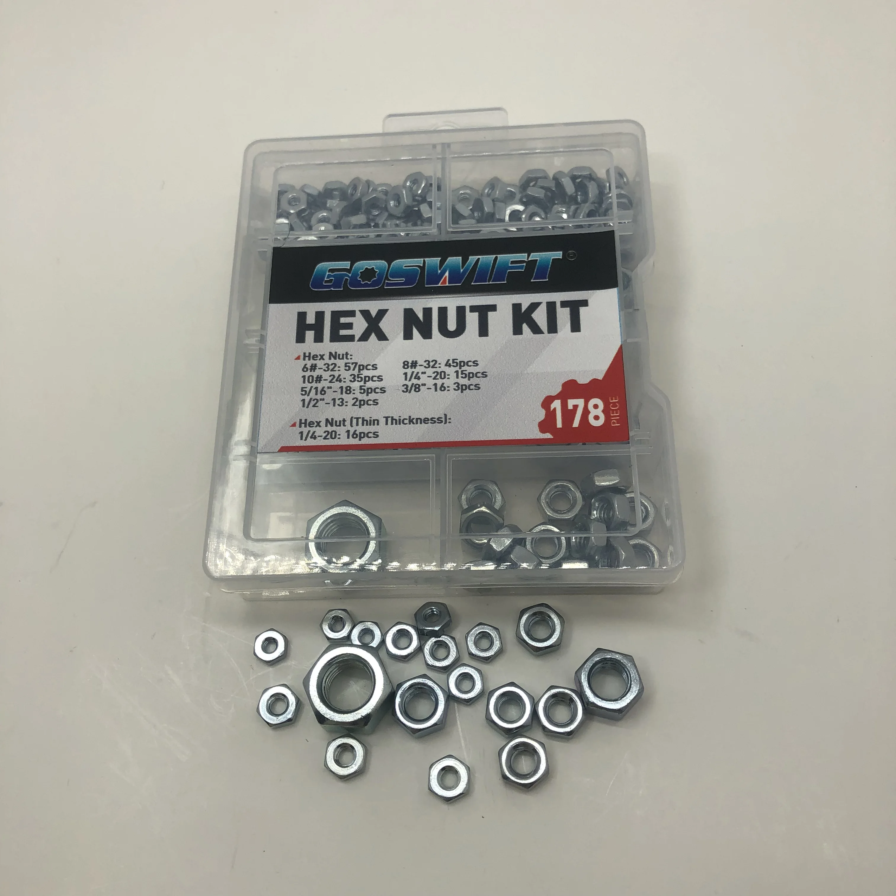 GOSWIFT Hexagon Nuts Assortment Kit Suitable for Home Use and Car Maintenance