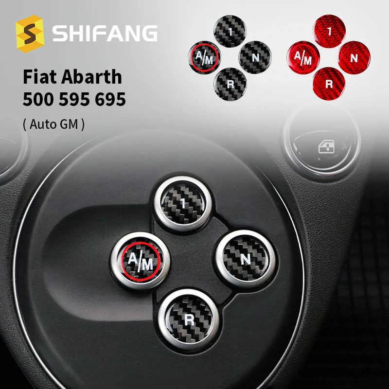 

Крышка кнопки панели переключения передач, наклейка из настоящего твердого углеродного волокна для Fiat 500 Abarth 595/695, универсальная высококлассная панель переключения передач, хит продаж
