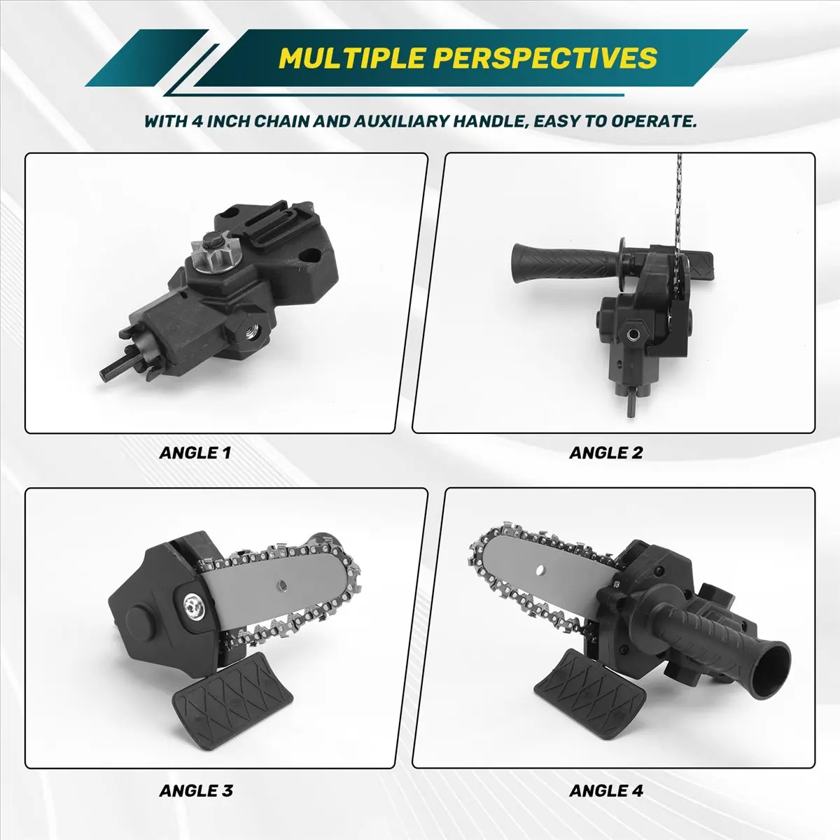 

[AA49] Electric Drill Converter Into Electric Saw with 4 Inch Chain Mini Handheld Chain Saw Conversion Bracket Black