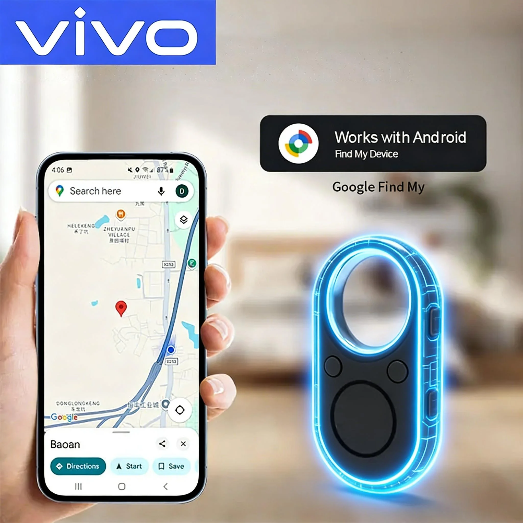 

VIVO Mini GPS Tracker Bluetooth 5.0 Smart Tag Find My Devices Item Locator Tracking Finder Key Pet Wallet Smart Finder Locator