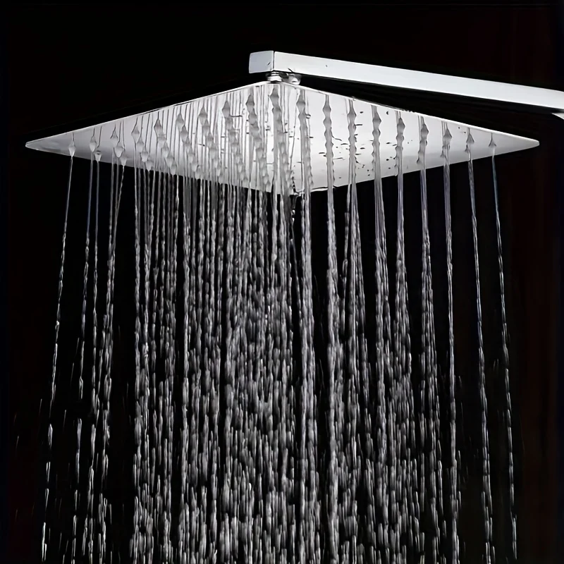 

6 Inch Square Shower Head Stainless Steel Pressure Boosting Rainfall Spray Head Home Bathroom Use, Durable Easy Installation
