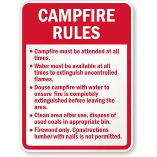 Campfire Rules Aluminum Weatherproof Sign p1232-Aluminum