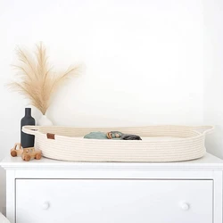 Baby Nappy Changing Moses Basket Cotton Rope Basket and Foam Mattress Nursery Changing Mat