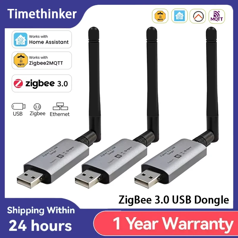 

Timethinker Zigbee 3.0 USB-концентратор, универсальный интеллектуальный мостовой шлюз с антенной, работающий с домашним помощником OpenHAB ZigBee2MQTT