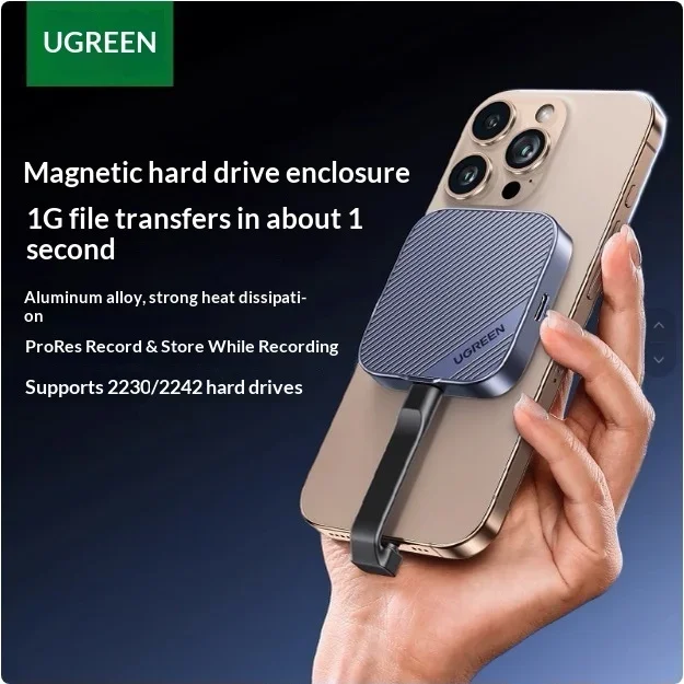 UGREEN 45367 CM899 Magnetic M.2 NVMe SSD Enclosure 10Gbps for iPhone 16 15 ProRes 2230 2242.